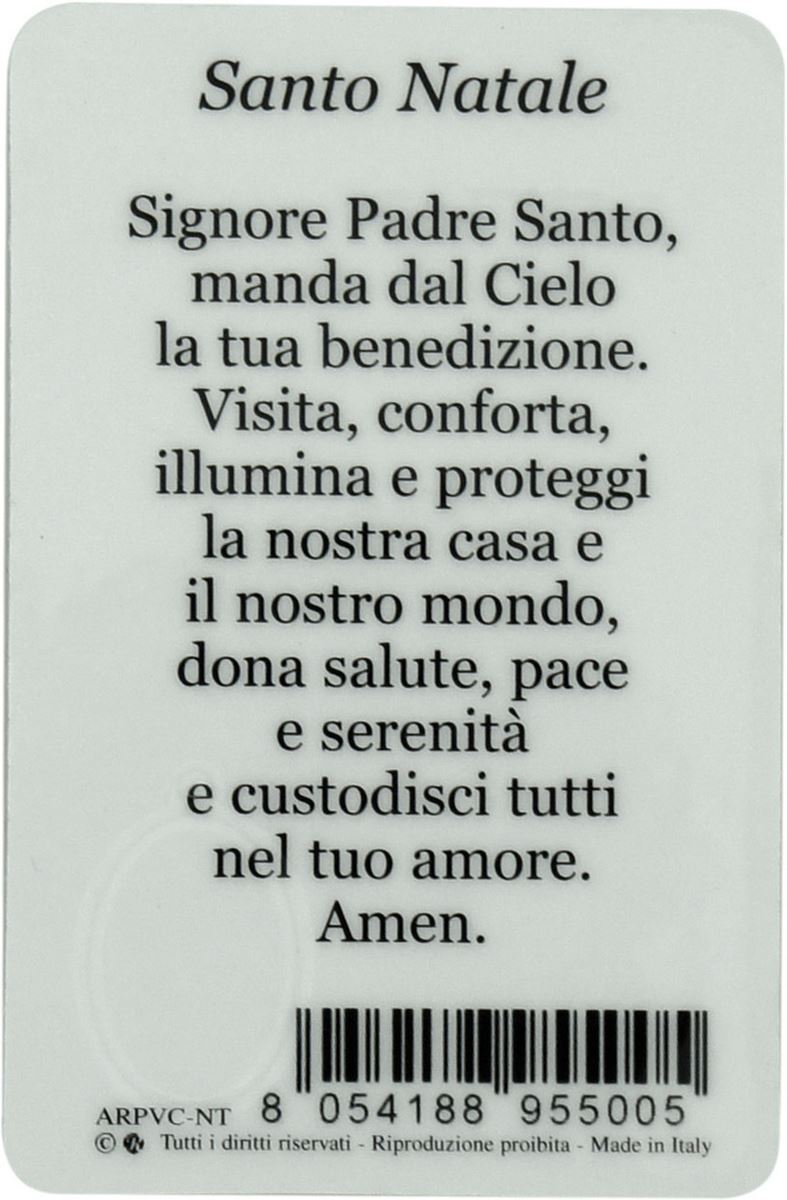 card santo natale in pvc - 5,5 x 8,5 cm - italiano