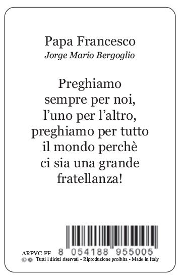 card papa francesco in pvc - 5,5 x 8,5 cm - italiano