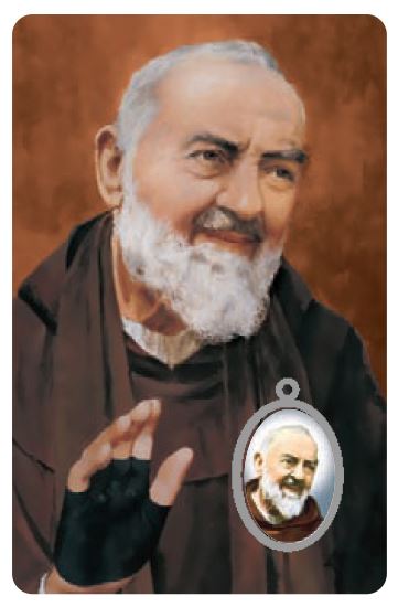 card padre pio in pvc - 5,5 x 8,5 cm - italiano