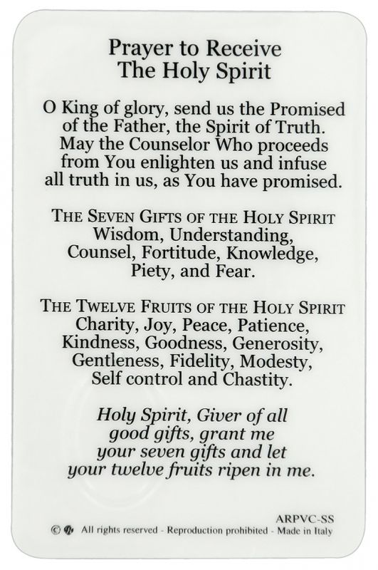 card spirito santo in pvc - 5,5 x 8,5 cm - inglese