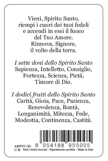 card spirito santo in pvc - 5,5 x 8,5 cm - italiano