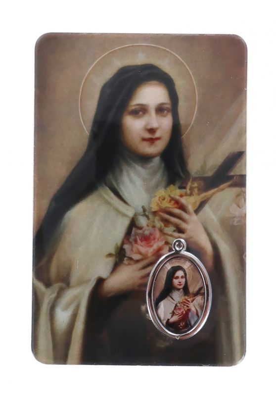 card santa teresa di lisieux in pvc - 5,5 x 8,5 cm - francese