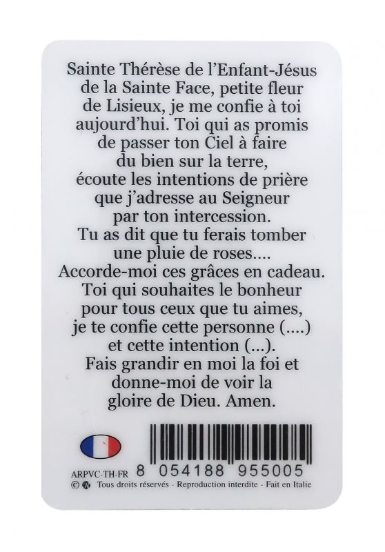 card santa teresa di lisieux in pvc - 5,5 x 8,5 cm - francese