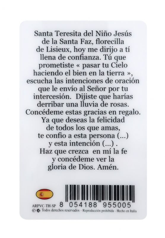 card santa teresa di lisieux in pvc - 5,5 x 8,5 cm - spagnolo