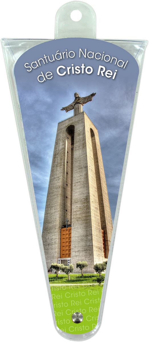 ventaglio del cristo rei con preghiere in portoghese - altezza di 17,5 cm