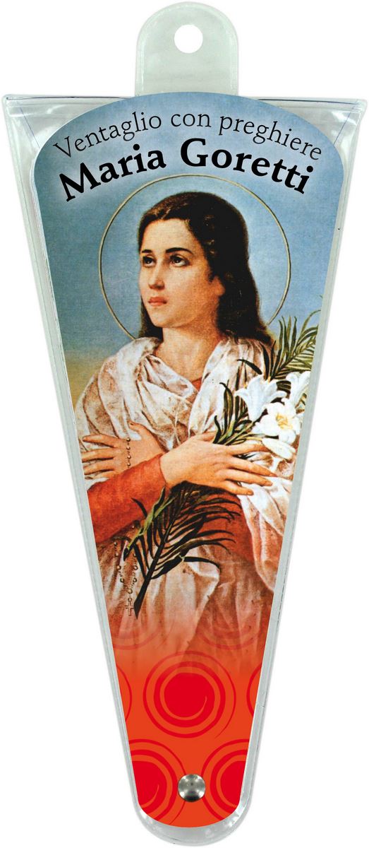 ventaglio preghiere a santa maria goretti - altezza di 17,5 cm