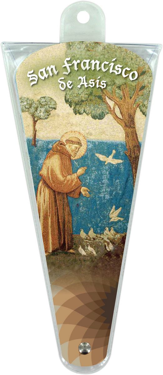 ventaglio san francesco d'assisi con preghiere in spagnolo - altezza di 17,5 cm