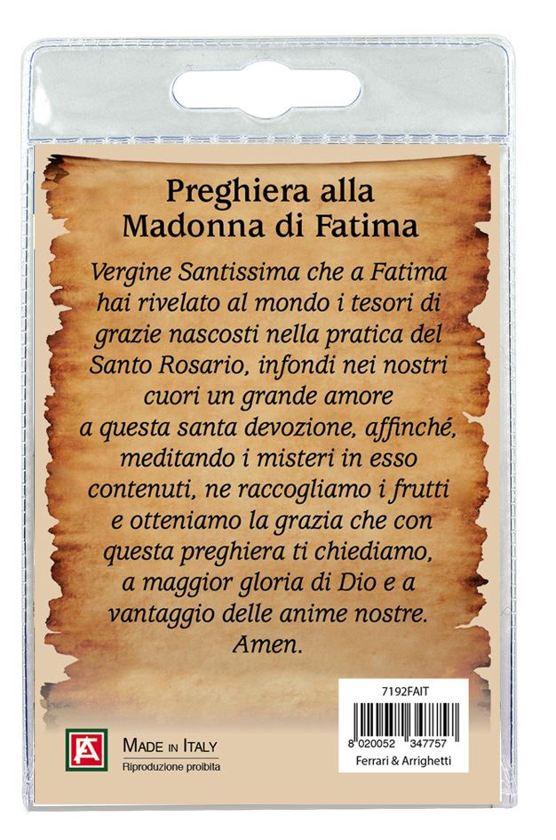 blister con ciondolo medaglia e perla madonna di fatima - italiano