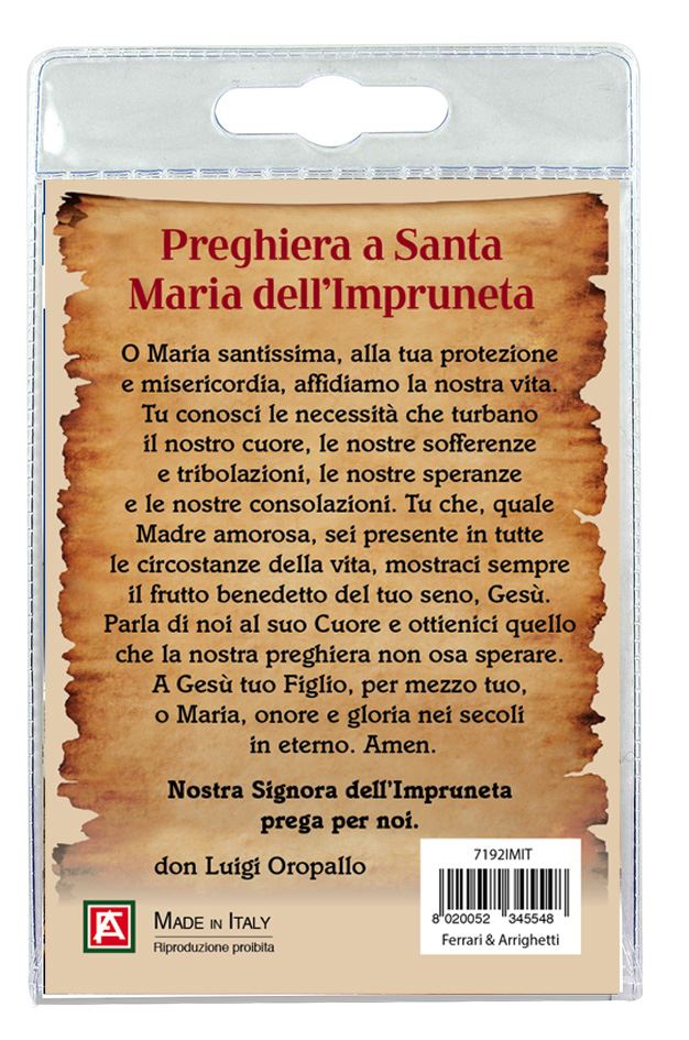 blister con ciondolo medaglia e perla madonna di impruneta - italiano