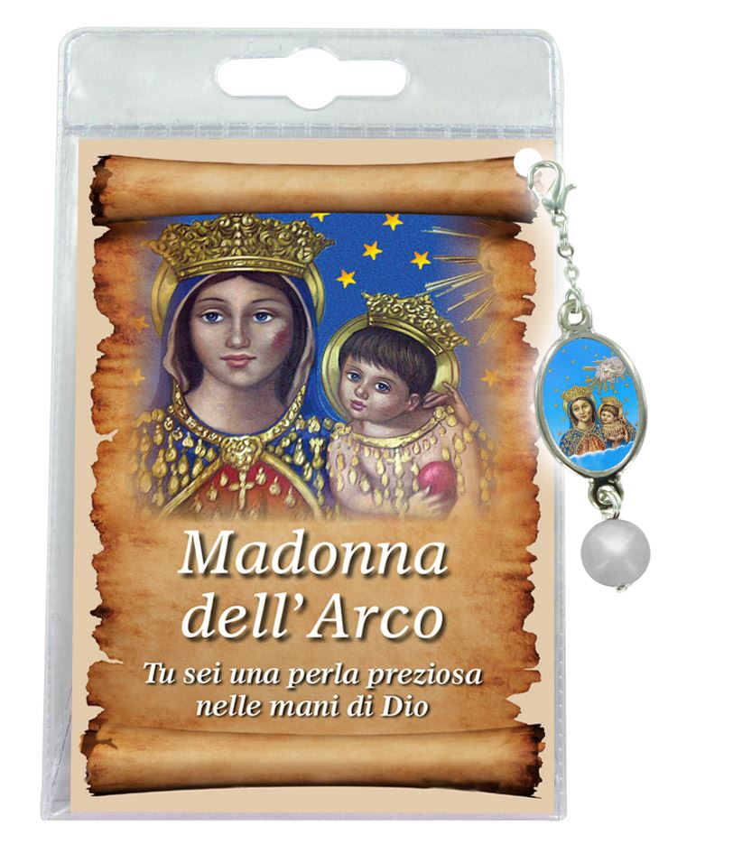 blister con ciondolo medaglia e perla madonna dell arco - italiano
