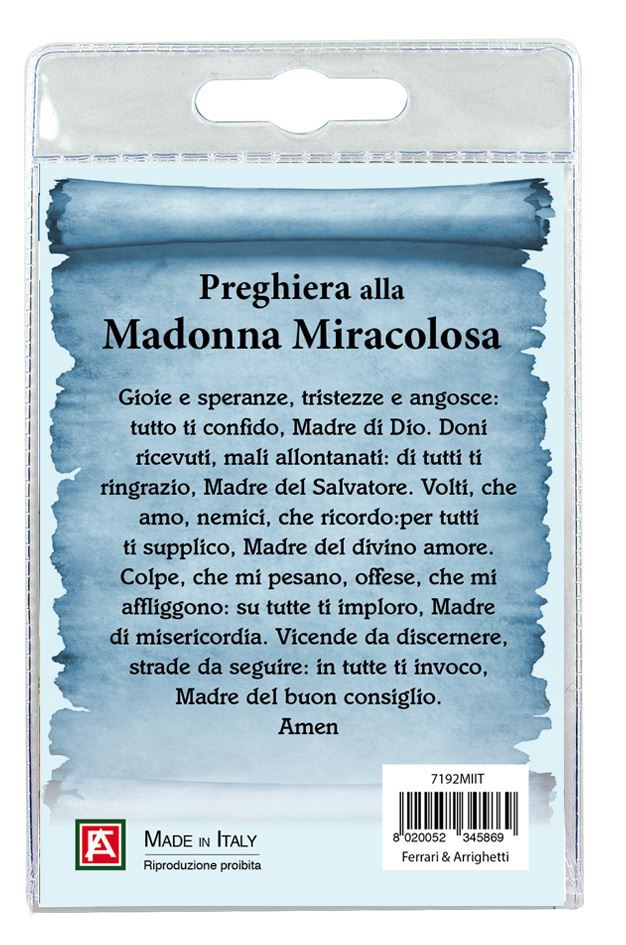 blister con ciondolo medaglia e perla madonna miracolosa - italiano
