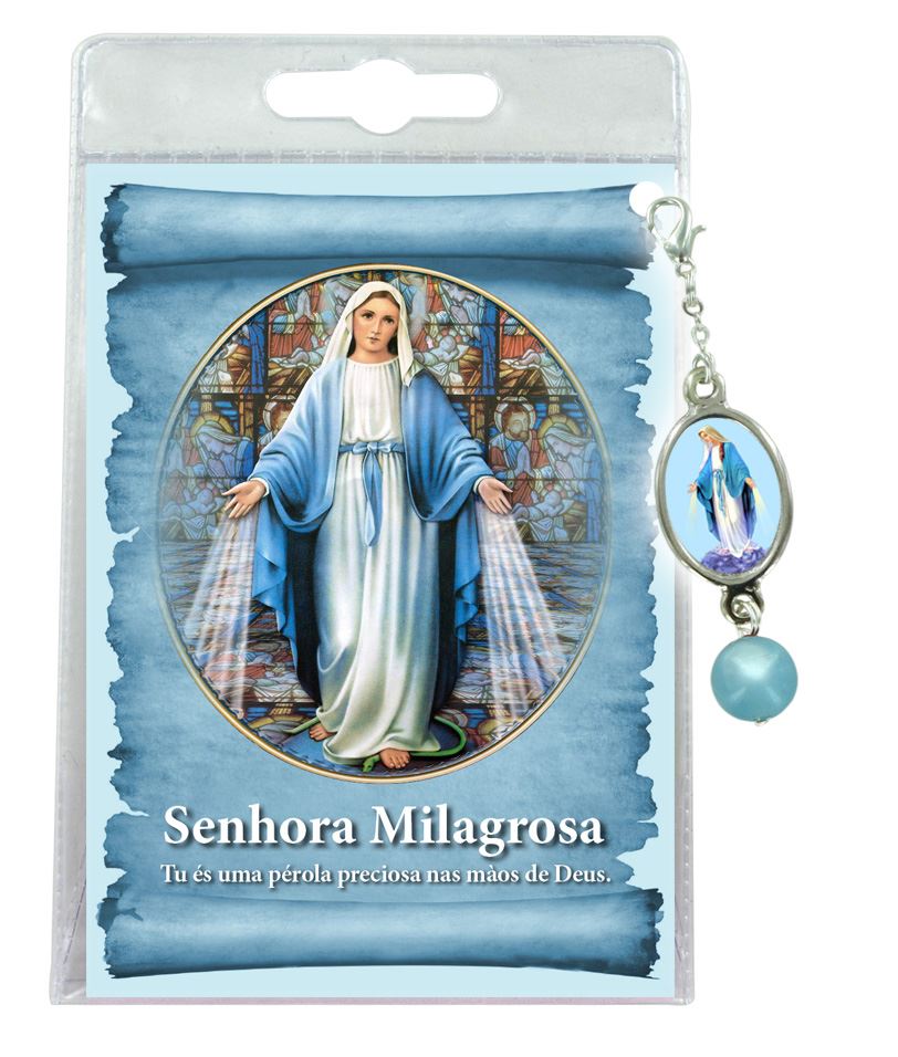 blister con ciondolo medaglia e perla madonna miracolosa - portoghese