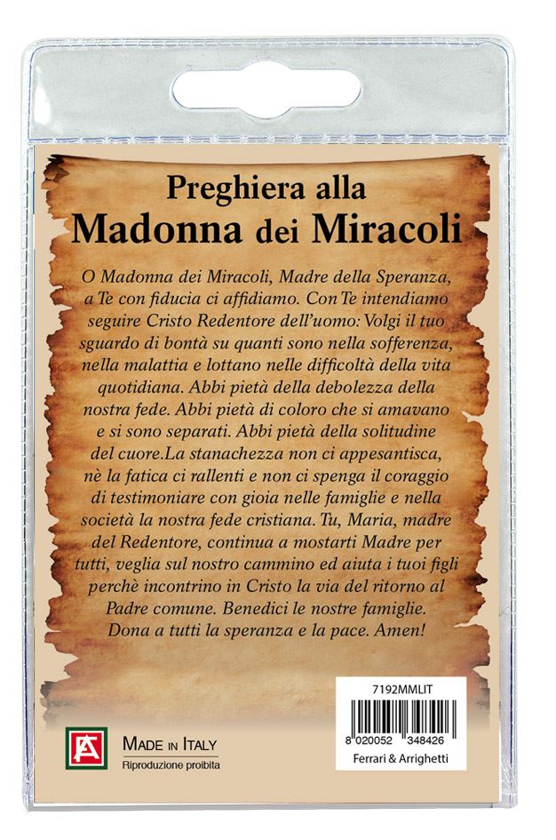 blister con ciondolo medaglia e perla madonna dei miracoli - italiano