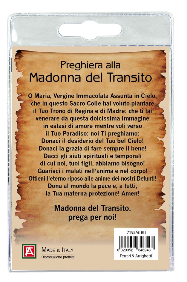 blister con ciondolo medaglia e perla madonna del transito - italiano