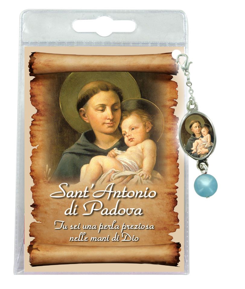 blister con ciondolo medaglia e perla sant antonio di padova - italiano