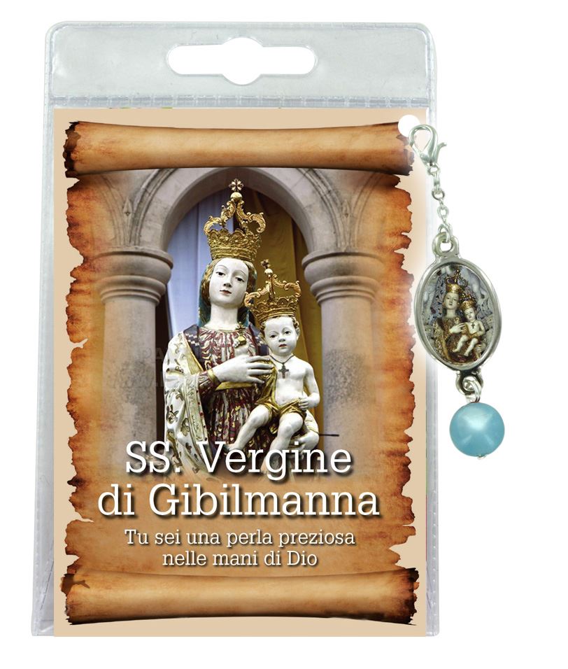 blister con ciondolo medaglia e perla madonna di gibilmanna - italiano