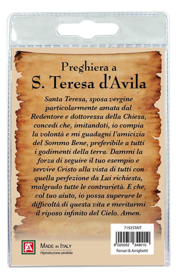 blister con ciondolo medaglia e perla santa teresa avila - italiano