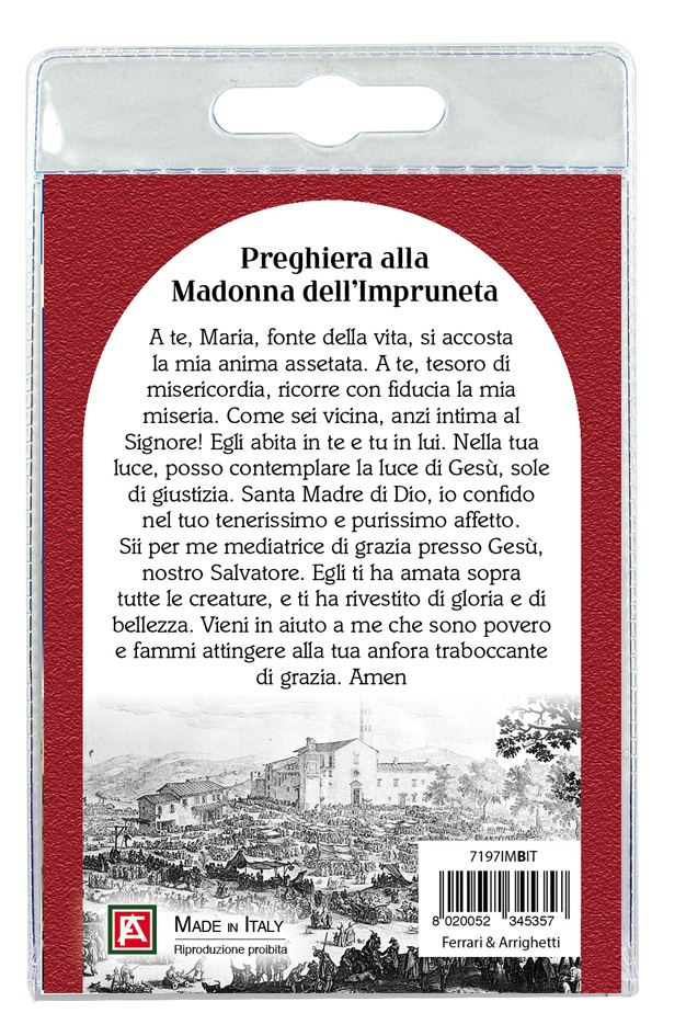 portachiavi madonna di impruneta (b) con preghiera in italiano