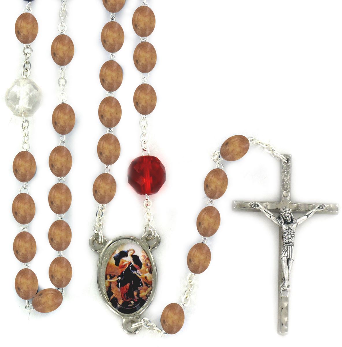 rosario maria che scioglie i nodi in legno naturale 