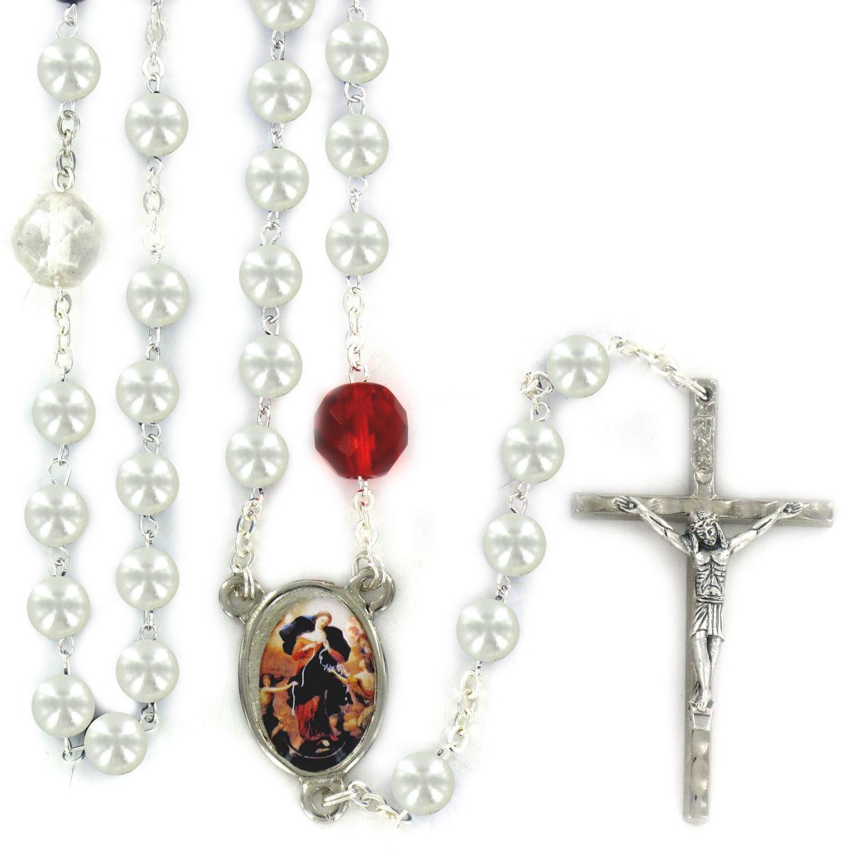 rosario maria che scioglie i nodi imitazione perla - bianco