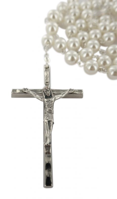rosario maria che scioglie i nodi imitazione perla - bianco