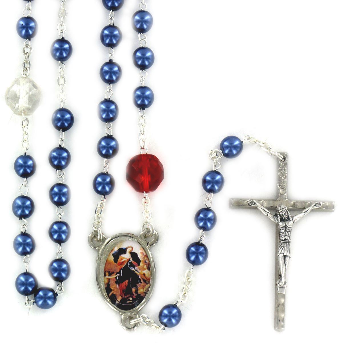 rosario maria che scioglie i nodi imitazione perla - blu