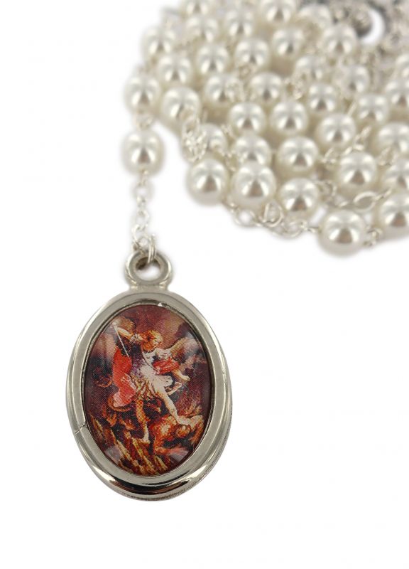 rosario san.michele (angelica) con legatura a mano in metallo e spiegazione