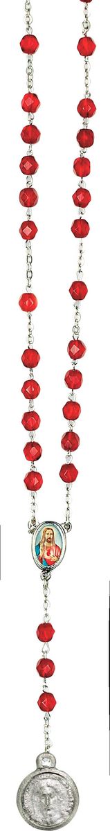 rosario prezioso sangue con spiegazione e legatura a mano, plastica e metallo, rosso