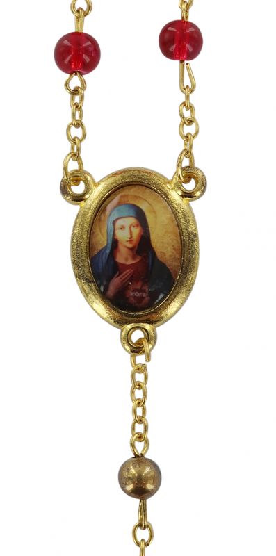 rosario del cuore immacolato di maria con grani in vetro colorato, Ø 6,5 mm
