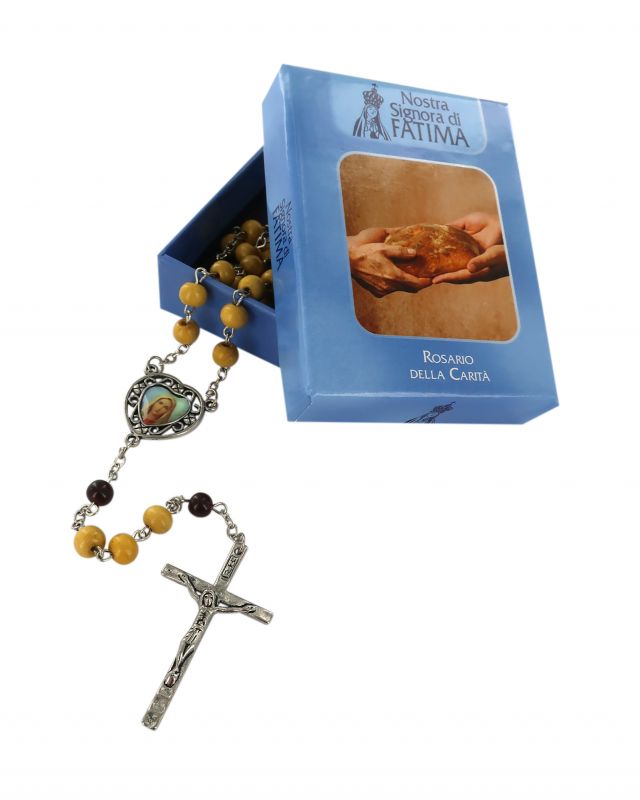 rosario della carità con grani in legno, Ø 6 mm