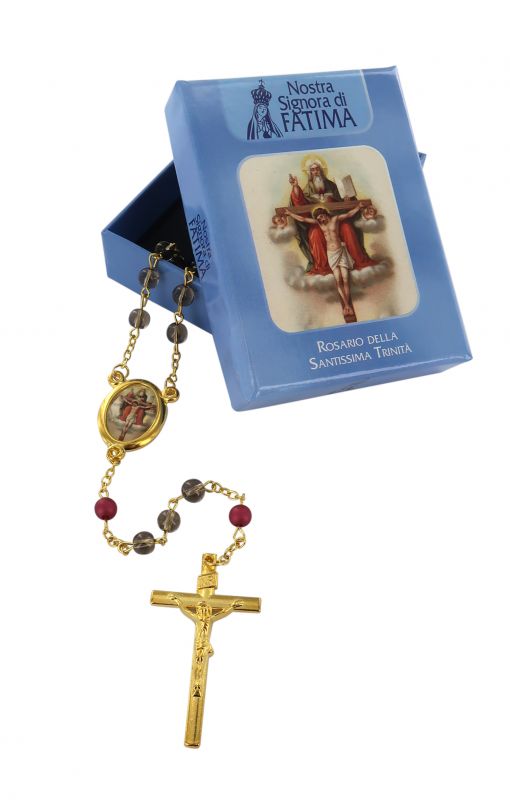 rosario della santissima trinità con grani in vetro colorato, Ø 6 mm