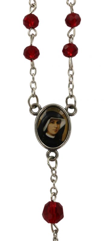 rosario della divina misericordia con grani sfaccettati in vetro colorato, Ø 6 mm