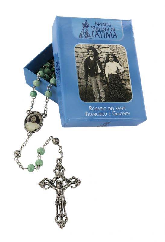 rosario dei ss. francisco e giacinta, con grani in legno colorato, Ø 6 mm