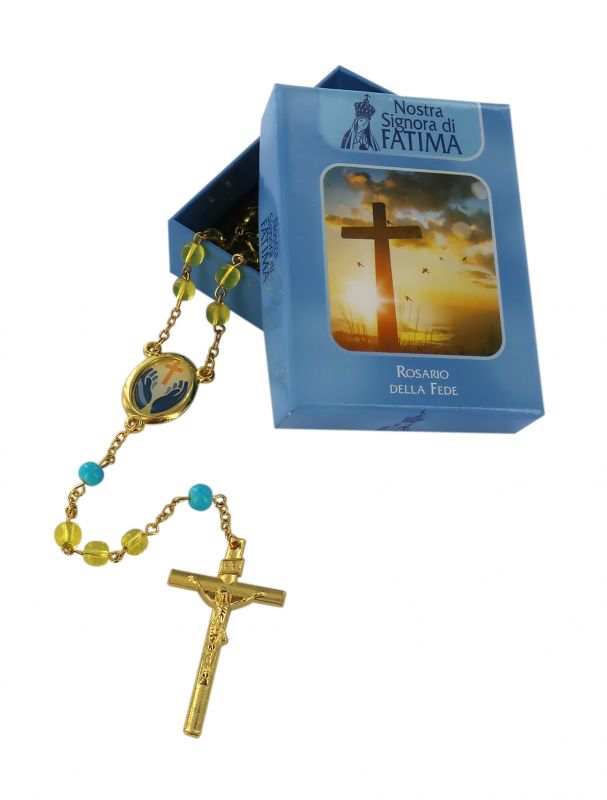 rosario della fede con grani in vetro colorato, Ø 6 mm
