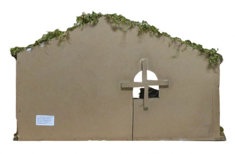 capanna vuota rustica adatta a statuine da 10 o 12 cm, legno / sughero / muschio, multicolore, 58 x 34 x 35 cm
