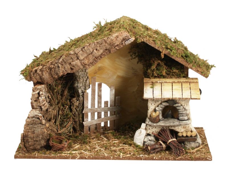 capanna in legno con forno in gesso – bertoni presepe linea natale