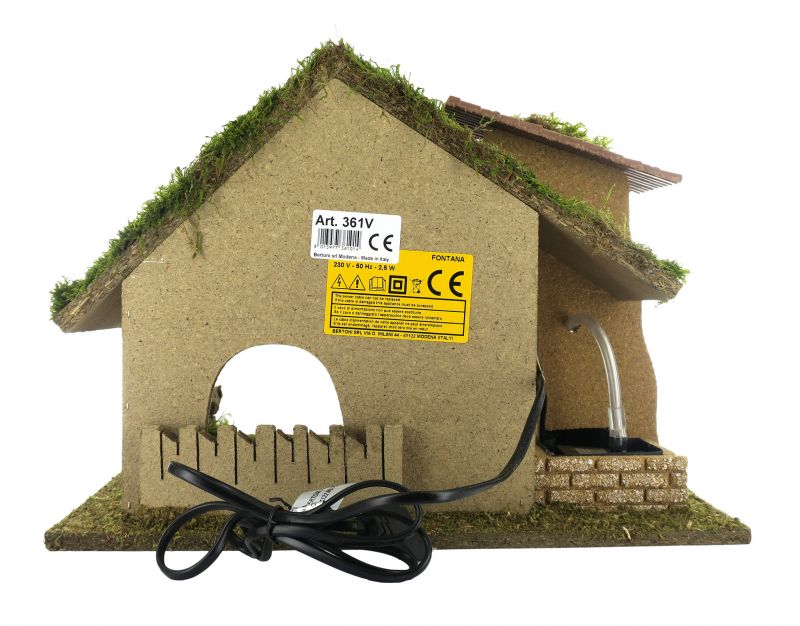 capanna vuota con mulino ad acqua per presepe bertoni, adatta a statuine 10/12 centimetri, legno, multicolore, taglia unica