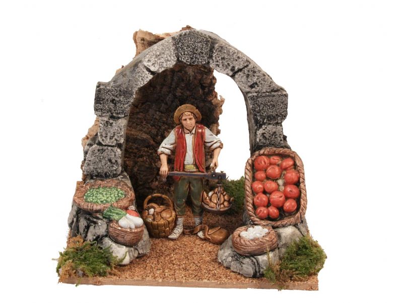 arco con cesti frutta e contadino – bertoni presepe linea natale