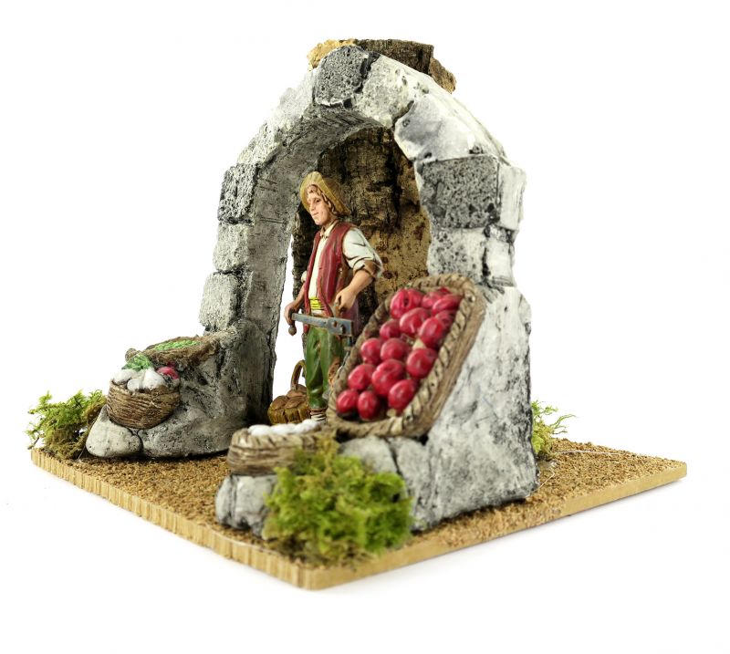 arco con cesti frutta e contadino – bertoni presepe linea natale