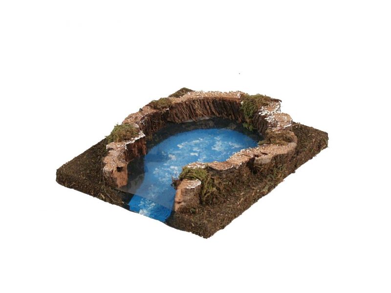 laghetto per presepe, parte finale di fiume componibile, linea natale presepi bertoni, legno, multicolore, 16x14x3 cm