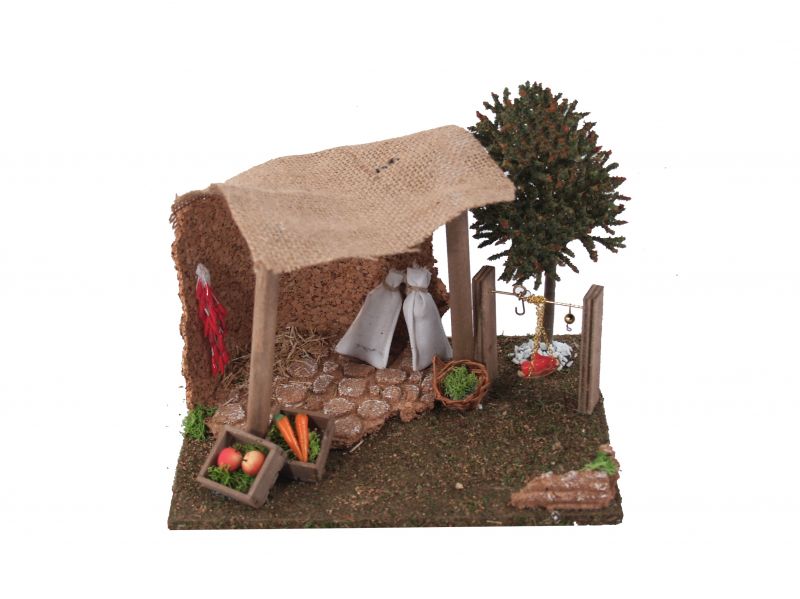 capanno con frutta e bilancia – bertoni presepe linea natale