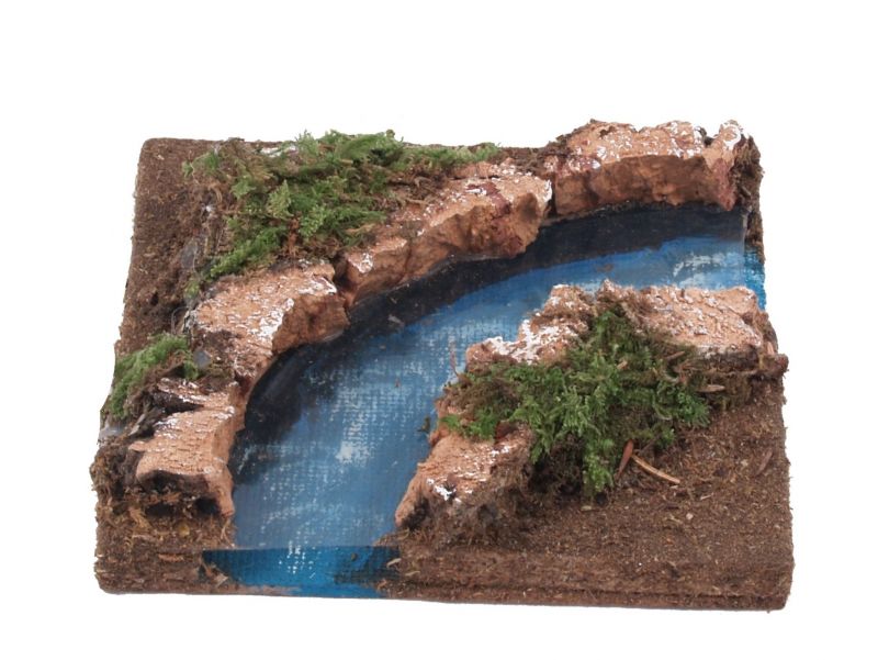 curva di fiume componibile per presepe, bertoni presepe linea natale, legno, multicolore, 12 x 3 x 12 cm