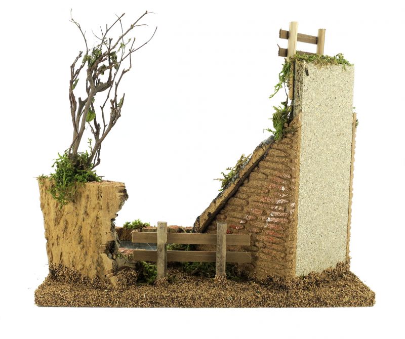 cascata con laghetto per presepe, linea natale bertoni, legno, multicolore, 20x25x21 cm