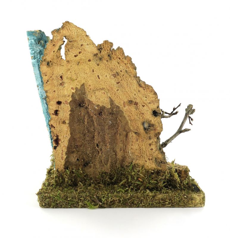 cascata per presepe, tratto iniziale fiume per presepe, legno, 10 x 10 x 12 cm