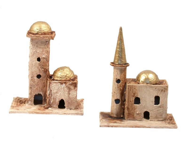 casette arabe per presepe stile orientale, casette artigianali con torre per presepe bertoni, varie dimensioni