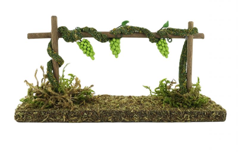 vigna per presepe con grappoli d'uva bianca, plastica, 15 x 8 x 4 cm