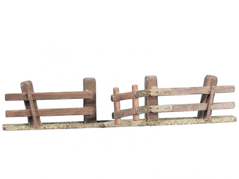 staccionata con cancello per presepe, legno, 30 x 3 x 7 cm