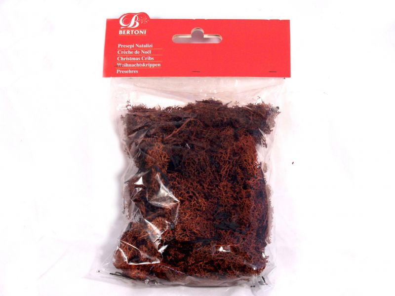 lichene marrone / rosso per ambientazione presepe, bertoni presepe linea natale, 100 grammi