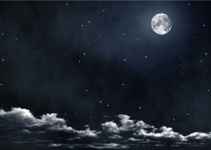 carta sfondo per presepe, cielo notturno con luna, fondale cielo notte per presepe linea bertoni, 50 x 70 cm