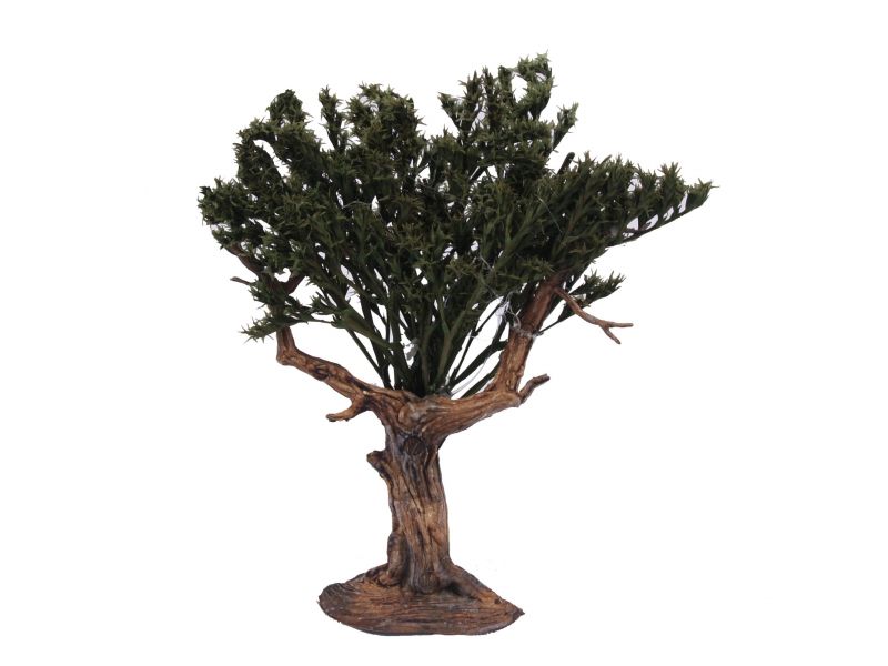 albero per presepe con foglie verdi, accessori presepio bertoni, plastica, 14 cm